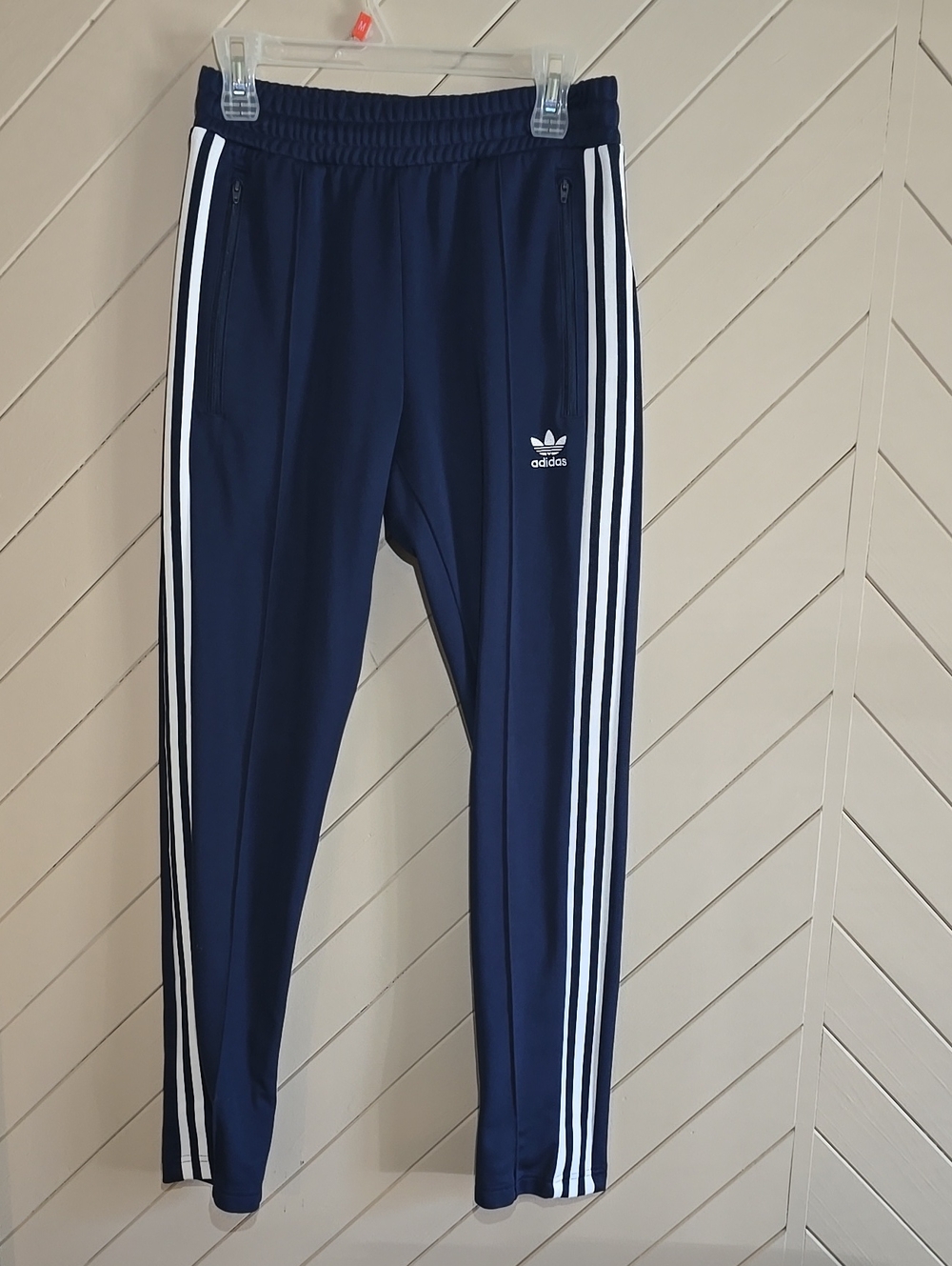 Boys adidas Navy Blue Jogger Pants with White 3-Stripes